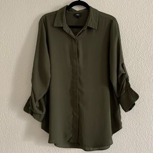 Mossimo Olive Green button up blouse - XL